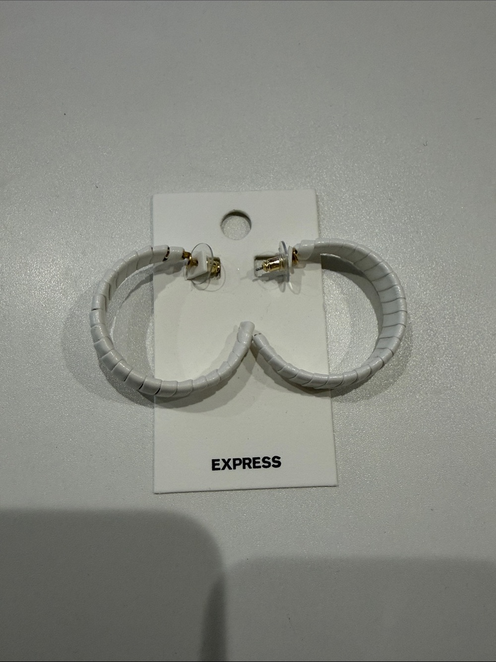 Express White Wrapped Hoop Earrings with Gold Posts